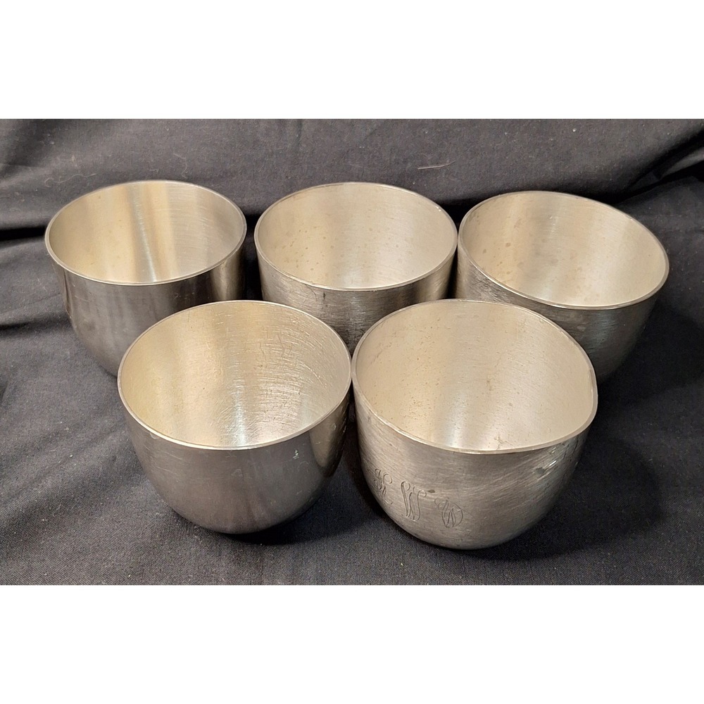Vintage Pewter Jefferson Cup Set of 5 Kirk Stieff 223 Web Pewter 1102 Tumblers